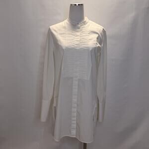Vince Shirt Womens Small White Tuxedo Bib Tunic Button Front Long Sleeve Top